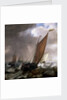 A Dutch ferry boat before a breeze by Simon de Vlieger