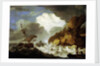 A Dutch ship foundering off a rocky coast by Hendrick Staets