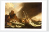 A fleet of East Indiamen at sea by Matthieu van Plattenberg
