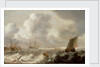 Dutch ships in a rough sea by Pieter van der Croos