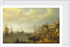 Dutch ships at anchor off a fortified Scandinavian town by Adam Willaerts