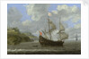 An English ship running towards a rocky coast by Tobias Flessiers