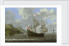 An English ship running towards a rocky coast by Tobias Flessiers