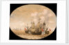 A Dutch ship engaged with two Spanish ships by Pieter Cornelisz van Soest