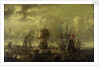 Dutch men-of-war and fishing boats in harbour by C.W. Monogrammist