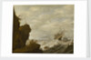 A Dutch ship in a breeze off a rocky coast by Pieter Mulier