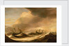 Ships in a heavy sea running before a storm by Pieter Mulier