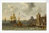 A French galley and Dutch men-of-war off a port by Abraham Willaerts