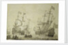 Two Dutch merchant ships under sail near the shore in a moderate breeze by Willem van de Velde the Elder
