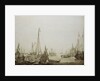 Calm: a Dutch bezan yacht and other vessels in a crowded harbour by Willem van de Velde the Elder