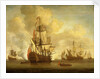 Calm: an English two-decker with sails loosed firing a salute by Willem van de Velde the Elder