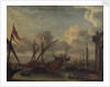 A galley off a mediterranean port by Lorenzo A. Castro