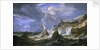 A ship wrecked in a storm off a rocky coast by Pieter Mulier