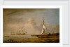 A fishing pink hauled up on the beach in a fresh breeze on the Dutch coast by Willem Van de Velde the Younger