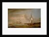 A fishing pink hauled up on the beach in a fresh breeze on the Dutch coast by Willem Van de Velde the Younger