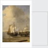 Calm: a kaag coming ashore by Willem Van de Velde the Younger