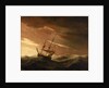 An English ship lying-to in a gale by Willem Van de Velde the Younger