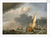 A states yacht in a fresh breeze running towards a group of Dutch ships by Willem Van de Velde the Younger