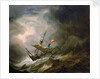 A mediterranean brigantine drifting onto a rocky coast in a storm by Willem Van de Velde the Younger