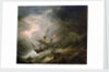 A mediterranean brigantine drifting onto a rocky coast in a storm by Willem Van de Velde the Younger