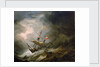 A mediterranean brigantine drifting onto a rocky coast in a storm by Willem Van de Velde the Younger
