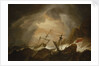 Two English ships wrecked in a storm on a rocky coast by Willem Van de Velde the Younger