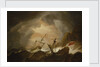 Two English ships wrecked in a storm on a rocky coast by Willem Van de Velde the Younger