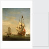 Calm: an English sixth-rate firing a salute by Willem Van de Velde the Younger