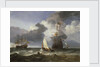 A smalschip with two Dutch East Indiamen coming to anchor by Hendrik-Jacobsz Dubbels
