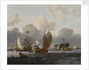 A Dutch yacht before the wind in a harbour by unknown