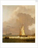 A kaag leaving the shore in stormy weather by Ludolf Bakhuizen