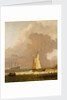 A kaag leaving the shore in stormy weather by Ludolf Bakhuizen