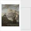 A Dutch ship entering a mediterranean port by Abraham Storck