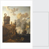 A Dutch ship passing a fort by Abraham Storck