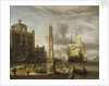 A Venetian pilgrim ship in an Italian port by Abraham Storck