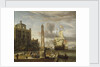A Venetian pilgrim ship in an Italian port by Abraham Storck