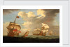 A man-of-war flying the Royal Standard, and other ships of the fleet by R. Vale