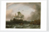 Dutch men-of-war off a jetty by Jan Claesz Rietschoof