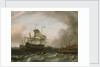 Dutch men-of-war off a jetty by Jan Claesz Rietschoof