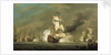 A battle between English and Dutch ships by Robert Woodcock