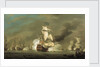 A battle between English and Dutch ships by Robert Woodcock