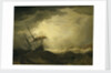 Ships driving onto a rocky shore in a heavy sea by Cornelis van de Velde