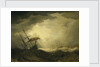 Ships driving onto a rocky shore in a heavy sea by Cornelis van de Velde