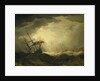 Ships driving onto a rocky shore in a heavy sea by Cornelis van de Velde