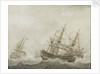 English men-of-war in a strong breeze by Cornelis Bouwmeester