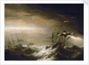 English ships in a storm by Johan van der Hagen