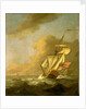 A ketch-rigged royal yacht in a breeze by Johan van der Hagen