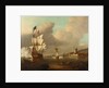 A ship saluting a fort by Peter Monamy
