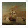 A ketch rigged yacht and other vessels becalmed by J. Cook