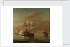 A ketch rigged yacht and other vessels becalmed by J. Cook